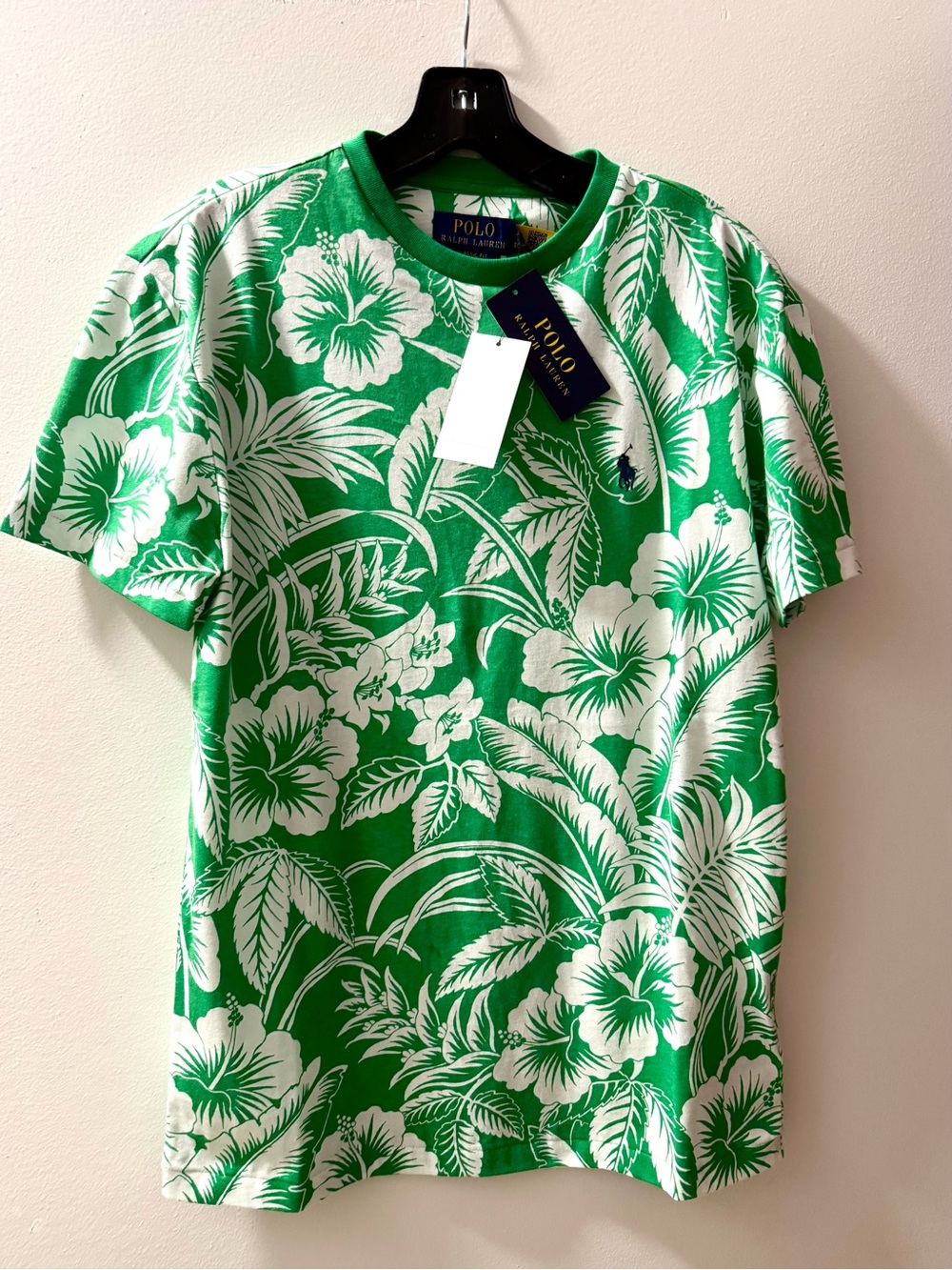 Ralph Lauren Green and White Floral Crew Tee